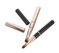 MERRYHAPY 2pcs Dual-head Silicone Lip Brush with Cover Portable Soft Round and Flat Tips for Precise Lipstick Gloss Balm and Concealer Application Elegant Gold and Black Makeup Tool