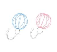 MERRYHAPY 2Pcs Hanging Rabbit Feeder Balls with Chains for Bunny Cage Grass and Hay Dispenser for Pet Rabbits and Small Animals Includes Pink and Blue Balls for Interactive Feeding and Play