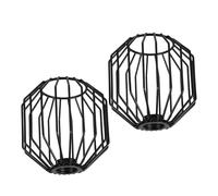 MERRYHAPY 2pcs Iron Wire Cage Lampshades Vintage Rustic Metal Pendant Lamp Shade Covers with Fit Black Iron Construction for Farmhouse Bedroom Kitchen Hallway Lighting