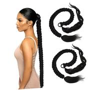 MERRYHAPY 2pcs Long Braided Ponytail Extensions for Women Braid Hair Extension Curly Braiding Hair Braids Ponytail for Women