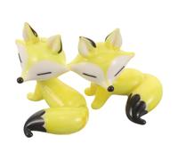 MERRYHAPY 2pcs Miniature Glass Fox Ornament Set Handcrafted Yellow Cartoon Fox Figurines with Rounded Edges and Smooth Craftsmanship, Compact Lightweight Glass Statues for Office Desk