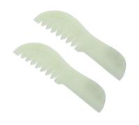 MERRYHAPY 2pcs Multi-functional Jade Scalp Massage Comb Ergonomic Face and Head Massage Tool for Gentle Relaxation and Tension Relief Natural Green Jade Scraping Board for Beauty Care