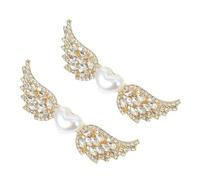 MERRYHAPY 2pcs Pearl Heart Barrette Wing Design Elegant Crystal Hair Clips for Women for Prom and Special Occasions Adds Touch of Graceful Style to Outfit