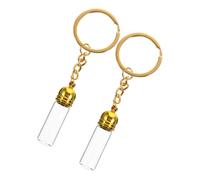 MERRYHAPY 2pcs Refillable Glass Vial Keychain Set Large Perfume Holder Bottles with Gold Acrylic Caps for Travel and Oil Storage
