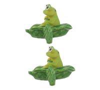MERRYHAPY 2pcs Resin Frog Sculpture Tabletop Decor Adorable Boating Frog Model for Aquarium and Garden Decoration Lifelike Design Easy to