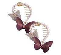 MERRYHAPY 2pcs Rhinestone Butterfly Bun Clips Elegant Hair Accessories for Women for Various Hairstyles Adds Charm to Buns Ponytails for Everyday Wear and Special Occasions