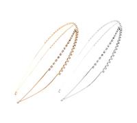 MERRYHAPY 2pcs Rhinestone Crystal Headband for Women Shiny Cross Design Hair Accessories for Weddings Bridal Parties and Special Occasions Silver Rose Gold