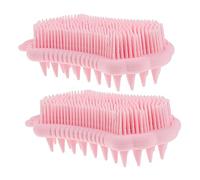 MERRYHAPY 2pcs Silicone Body Scrubber Brush for Gentle Scalp Massage Exfoliation Ergonomic Design for Easy Use Shower for Women and Flexible Bristles