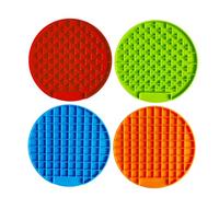 MERRYHAPY 2pcs Silicone Pet Feeding Mat Anti- Slow Eating Cushion for Dogs Puppies Round Design Orange Easy to Clean for Outdoor Use
