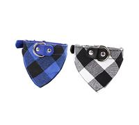 MERRYHAPY 2pcs Staffy Dog Collar Dog Collars Straps Breathable and Comfortable Pet Harness Leash Check Pattern Triangular Scarf