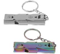 MERRYHAPY 2pcs Stainless Steel Bird Training Whistles for Outdoor Camping Emergency Use Loud Whistle for Pigeon Training and Birdcage Practice in Dark Gray and Iridescent Colors