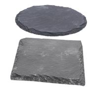 MERRYHAPY 2pcs Turtle Basking Platform Set, Sturdy Decorative Tortoise Rocks with Wear-resistant Stone Surface, 10x10cm Rectangular and Round Tank Terraces for Reptile Habitat and Nail Grinding