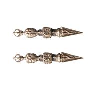 MERRYHAPY 2pcs Vintage Brass Pumapa Wheel Vajra Keychain Pendants Set, Yellow Brass DIY Craft Key Ornaments for Key Rings and Jewelry Making, Traditional Tibetan Style Accessories for Arts
