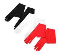 MERRYHAPY 3 Pairs Women Long Stretchy Gloves Moisturizing Sunscreen Opera Style for Wedding Banquet Party Performance in Black Red White Elegant