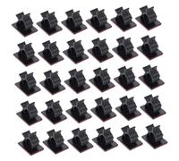 MERRYHAPY 30pcs Adjustable Cord Organizer Clips with Strong Acrylic Adhesive Backing Black Cable Ties for Wire Management Office Desks and Vehicles Zip Ties for Electronics Cable Bundling