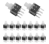 MERRYHAPY 30pcs Miniature Latching Push Button Switch with White Cap, 6 Pin Self-locking through Hole Pcb Mount Electronic Switch for Professional Devices and DIY Electronics