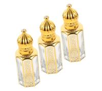 MERRYHAPY 3pcs 12ml Refillable Essential Oil Roller Bottles Amber Glass Perfume Dispenser Ball Caps Portable Aromatherapy Containers for Travel and Massage