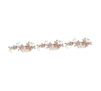 MERRYHAPY 3pcs Alloy Diamond Hair Comb for Weddings Bridal Headdress Accessories Elegant Leaf Design for Brides Bridesmaids and Special Occasions Golden Finish
