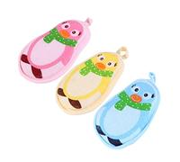 MERRYHAPY 3pcs Cartoon Bath Sponges with Hanging Rope Soft Adorable Shower Balls for Delicate Skin Ergonomic Bathing Supplies in Pink Yellow Blue