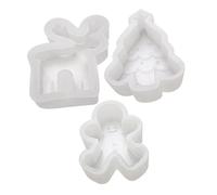 MERRYHAPY 3pcs Christmas Candle Mold Silicone Non-Stick Soap Mould for DIY Candle Making 3D Tree Deer Gingerbread Man Shaped Mold for Wax Craft and Aromatherapy