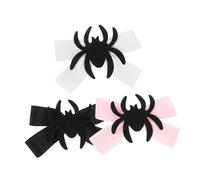 MERRYHAPY 3pcs Halloween Spider Bow Hair Clips Quick Styling Side Bang Barrettes for Women Spooky Party Cosplay Headwear Decorations Black White Pink