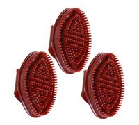MERRYHAPY 3PCS Multi-Function Hair Washing Brush with Scalp Massage and Body Cleaning Features Portable Bath Massage Brushes in Wine Red for Oil and Dirt Removal