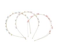 MERRYHAPY 3Pcs Sparkling Rhinestone Headbands for Women Double Crystal Side Hair Bands Floral Design Bridal Bridesmaid Accessories in Purple Pink Blue