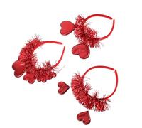 MERRYHAPY 3pcs Valentine's Day Red Heart Sequin Headband Set, Novelty Love Heart Hair Accessories for Women and, Party Headdress for Costume and Festival Celebration