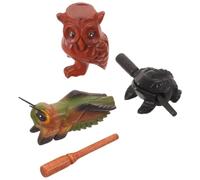 MERRYHAPY 3pcs Wooden Owl Guiro with Sticks and Frog Cricket Percussion Instruments Set Lightweight Handheld Latin Musical Tools with Crisp Animal Sounds for School Trips and Group Ensemble