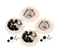 MERRYHAPY 4 Boxes Black Camellia Flower Nail Charms of Rhinestone Pearls for Nail Art Decoration DIY Gems Studs for Party Holiday Daily Use