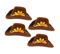 MERRYHAPY 4PCS Adjustable Floral Cowboy Hat for Small Pets Miniature Felt Headgear for Hamsters Guinea Pigs Parrots Snakes Lightweight Party Dress Up Accessory
