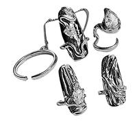 MERRYHAPY 4pcs Adjustable Open Nail Ring with Crystal Accents for Women Unique Finger Decoration for Parties and Festivals Eye-catching Fashion Accessory for Stylish Looks