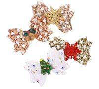 MERRYHAPY 4pcs Christmas Bow Hairpins Glitter Hair Clips Kids Hair Accessories Christmas Decorations