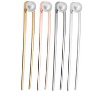 MERRYHAPY 4pcs Elegant Metal Hair Forks with Pearl Accents for Chignon and Updo Styling Hair Stick Collection Gold Silver Rose Gold and Gunmetal Accessories for Women and Girls