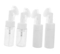 MERRYHAPY 4pcs Face Cleansing Brush Set 100ml and 120ml White Cosmetic Bottles Manual Foaming Brush for Facial Skincare and Travel