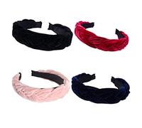 MERRYHAPY 4pcs Gold Velvet Cross Hair Hoops Braid Headbands Flannelette Wide Hair Bands Elegant Headwraps for Women Ladies for Daily Wear Special Occasions