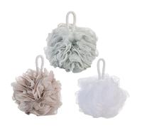 MERRYHAPY 4pcs Large Mesh Shower Puff Exfoliating Bath Balls with Soft Comfortable Texture for Body Cleansing and Relaxing Shower Mixed Colors White Green Grey Blue Khaki