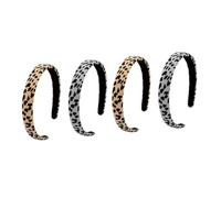 MERRYHAPY 4pcs Leopard Print Headbands for Women and Girls Hoops for Daily Wear Comfortable Hair Accessories for Makeup Sports and Fashion Styling