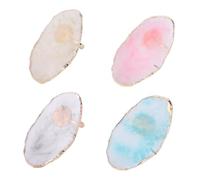 MERRYHAPY 4pcs Nail Art Ring Color Mixing Tray with Agate Pattern Mini Nail Polish Palette for Gel Polish Blending Suitable for Manicure Salon Party