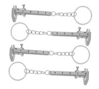 MERRYHAPY 4pcs Portable Mini Vernier Caliper Keychain Tool Stainless Steel Movable Measurement Gadget for Men Women Backpack Ornament Silver