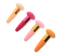MERRYHAPY 4pcs Powder Puff Handle for Makeup Application Soft Latex Beauty Sponge Orange Rose Red and Skin Tone for Foundation and Cosmetic Use
