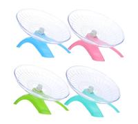 MERRYHAPY 4pcs Silent Small Pet Flying Saucer Wheel Transparent Hamster Exercise Running Tray with Reinforced Stable Base Sturdy Wear-resistant Design for Mice Rats Gerbils Hedgehogs Night