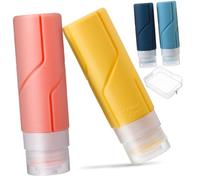 MERRYHAPY 4pcs Silicone Travel Bottles with Storage Bag Leakproof Toiletry Containers for Shampoo Conditioner Lotion Shower Gel Portable Refillable Travel Toiletry Bottles Random Color