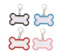 MERRYHAPY 4pcs Stainless Steel Sublimation Pet Id Tags Bone Shape Name Tags for Dogs Puppies Cats with Unique Color Options Blue Red