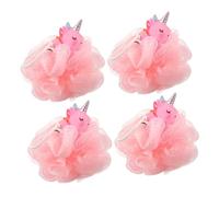 MERRYHAPY 4pcs Unicorn Loofah for Soft Mesh Bath Sponge Shower Pouf Gentle Body Cleanser Cute Animal Shape Bath Accessories for Boys