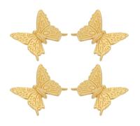 MERRYHAPY 4pcs Vintage Butterfly Drawer Pulls, Zinc Alloy Single Hole Cabinet Knobs with Decorative Golden Finish, Classic Retro Style Handles for Vanity, Wardrobe, Dresser, and Furniture