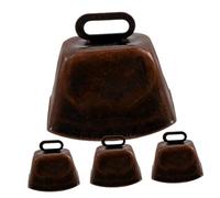 MERRYHAPY 4pcs Vintage Metal Cow Bells Large Curved Edge Square Bells for Shepherding Pet Training Farm Decor Rustic Pendant Charms for DIY Projects