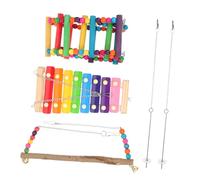 MERRYHAPY 5-Piece Parrot Chew Toys Set Wooden Swing and Climbing Toys for Chickens Roosters and Birds Fun Interactive PET Cage Plaything