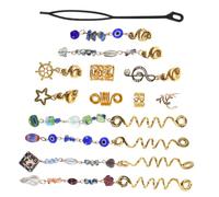 MERRYHAPY 50pcs Cat's Eye Dreadlock Hair Clip Braid Clips Metal Jewelry for Braids Spiral Hair Cuff Beads Pirate Accessory