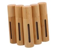MERRYHAPY 5pcs Bamboo Roller Perfume Bottles with Inner Vial Refillable Essential Oil Containers for Women and Portable Natural Bamboo Shell for Aromatherapy and Fragrance Storage